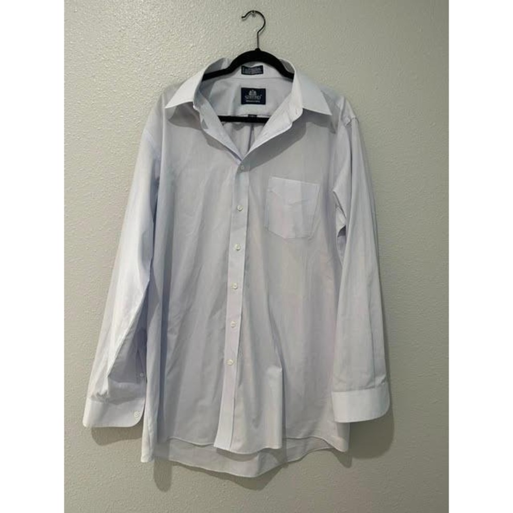 Stafford Mens Light Blue Wrinkle Free Broadcloth Dress Shirt X-Tall 16.5 36/37